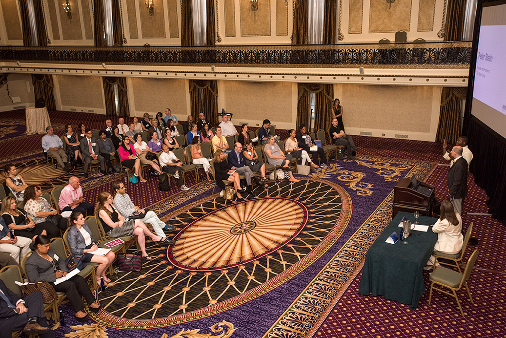 Peter Slatin presents at Grand Ballroom of the Roosevelt Hotel, view of the audience