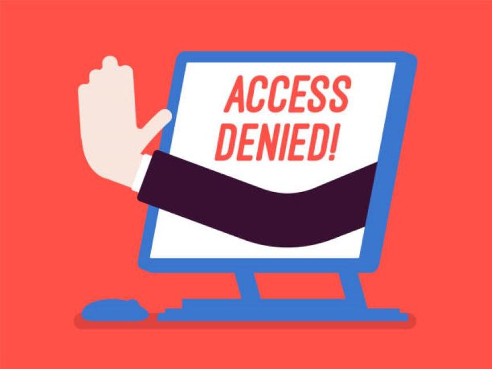 Computer screen reading 'access denied' illustrates the effects of inaccessible technology on those whom it excludes. via GETTY.